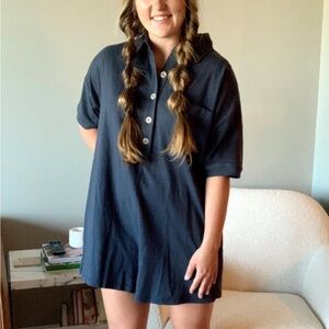 Navy Button-Up Romper